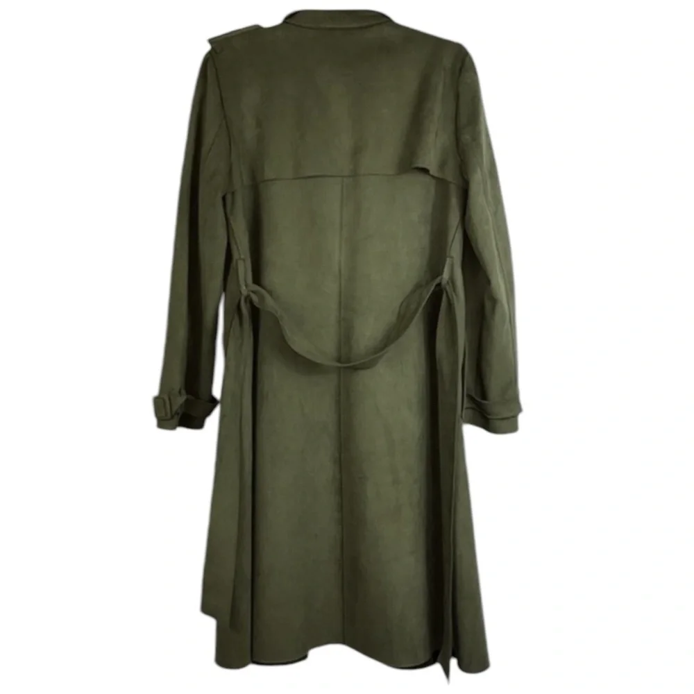 Philosophy faux leather trench belt wrap Sz M olive green - Picture 3 of 13